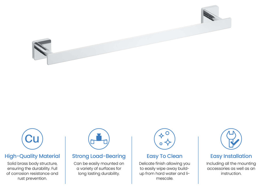 Blaze 18 inch Bathroom Towel Bar, Chrome