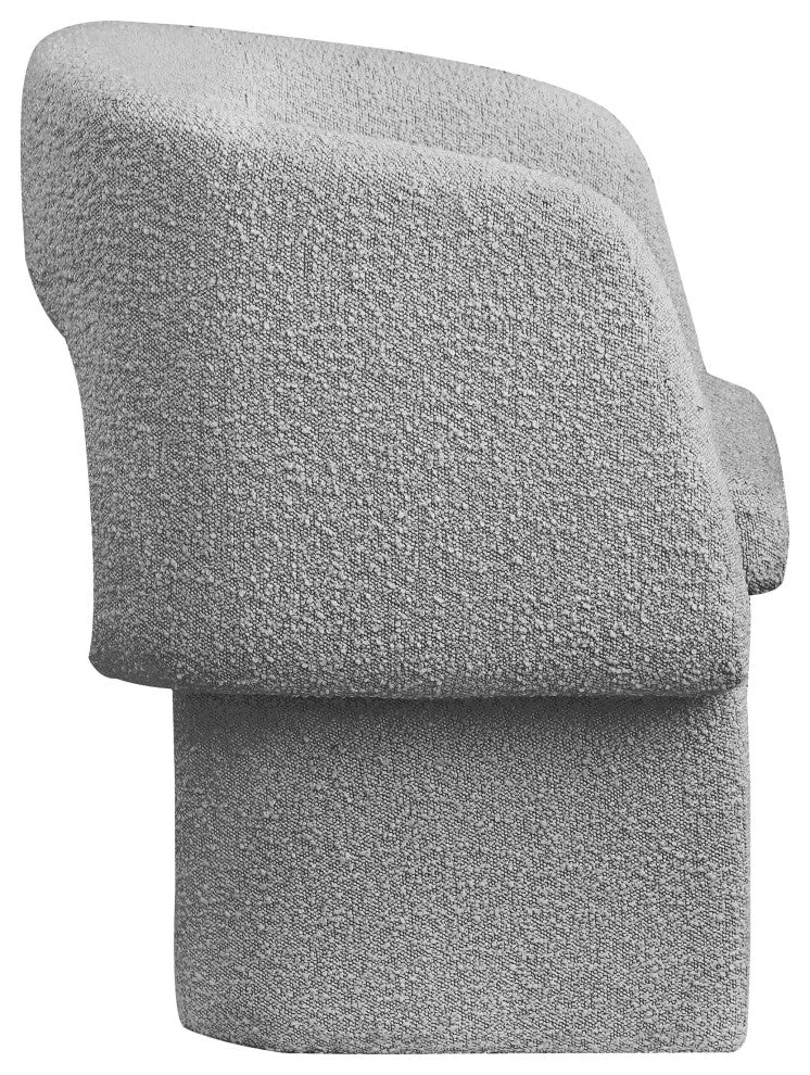 Emmet Boucle Fabric Dining Chair / Accent Chair, Grey, Boucle Fabric