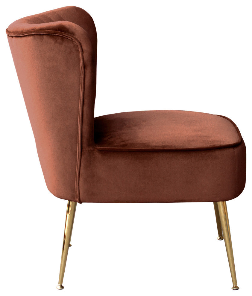 WestinTrends 22" Tufted Velvet Accent Chair for Dining, Living Room, Bedroom, Brown
