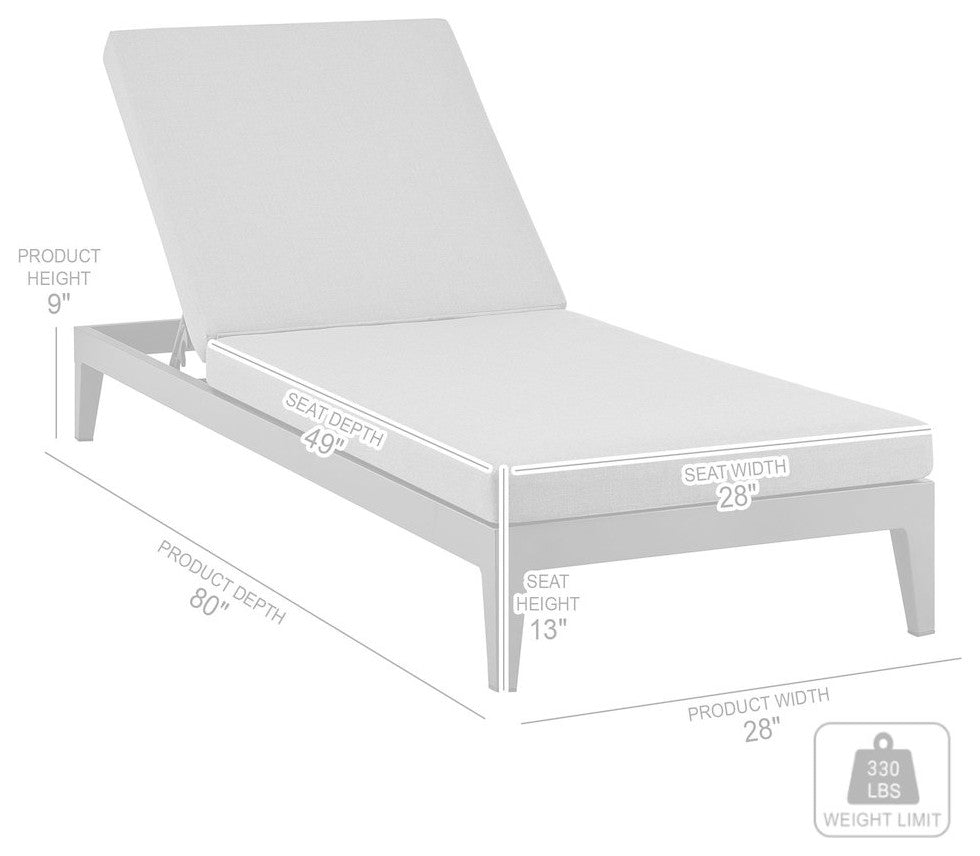 Outdoor Patio Adjustable Chaise Lounge Chair in Aluminum with Gray Cushions