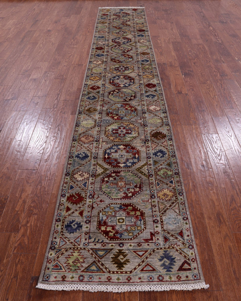 Hand Knotted Bokhara Wool Runner Rug 2' 5" X 13' 10" Q11140