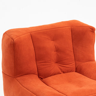 Memory Foam Padded Bean Bag Sofa with Ottoman, Comfy Velvet, Red