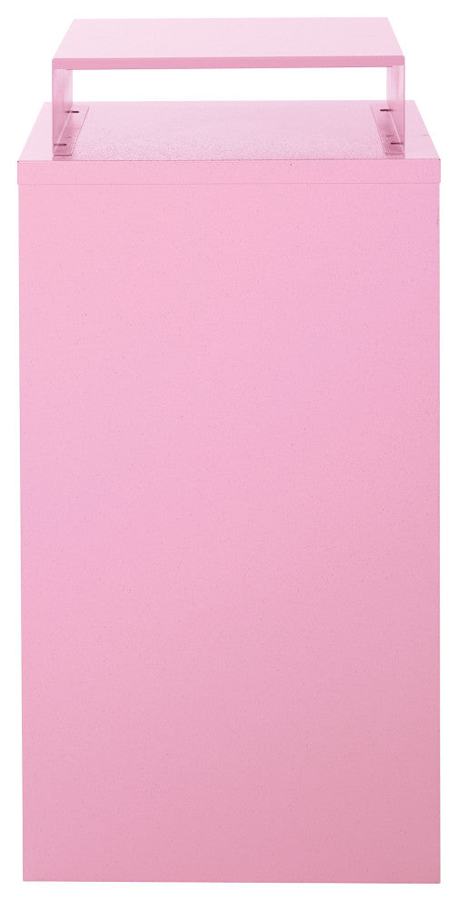 3 Drawer Locking Metal File Cabinet With Top Shelf, Pink