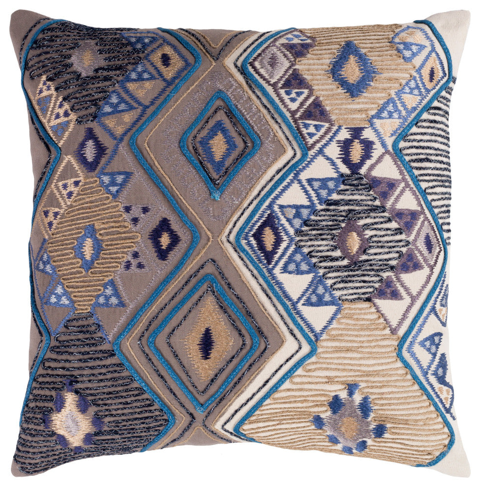 Surya Splendid SLD-002 22"x22" Pillow Kit, Taupe/Cream