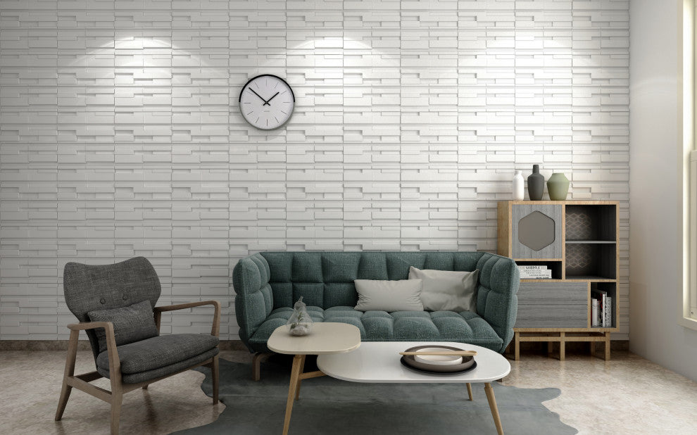 White Bricks 3D Wall Panels, Set of 10, Covers 26.9 Sq Ft
