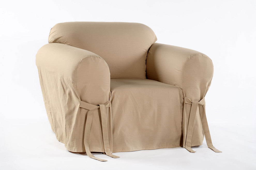 Classic Slipcovers Cotton Duck 1-Piece Chair Slipcover, Khaki