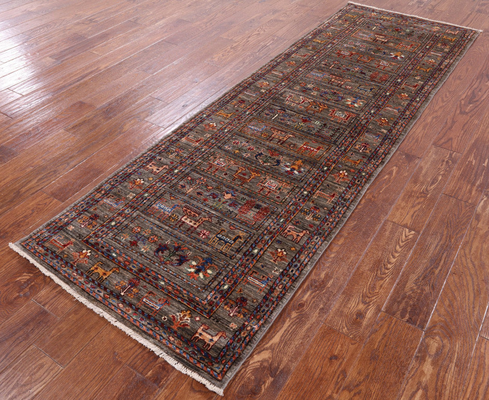 Tribal Persian Gabbeh Hand Knotted Runner Rug 2' 10" X 8' 8" Q5331