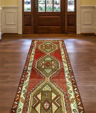 Fine Vintage Distressed Dalili Rust/Ivory Runner, 3'3 x 9'8