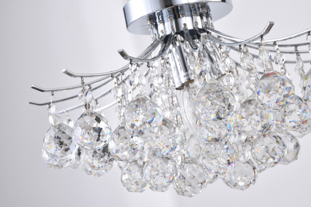 Clear Crystal Ball Drop, Chrome Frame Flushmount