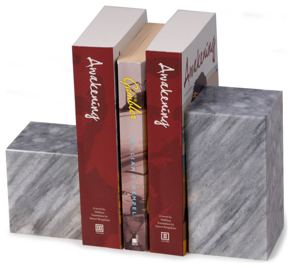 Gray Marble Cube Design Bookends