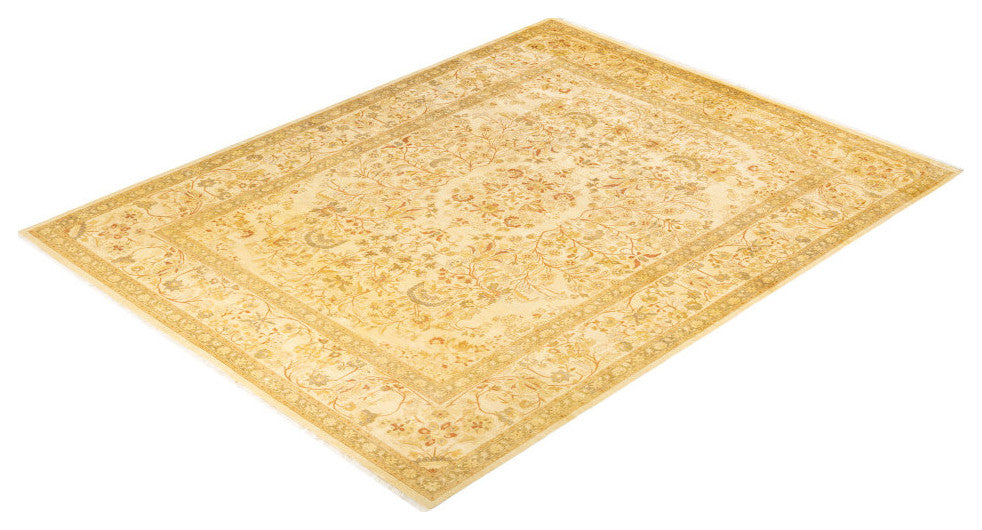 Muhammad, One-of-a-Kind Hand-Knotted Area Rug, Ivory, 8'' 1"x10'' 8"