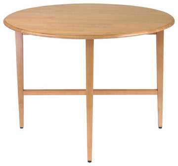Winsome Hannah 42" Round Drop Leaf Solid Wood Dining Table in Light Oak
