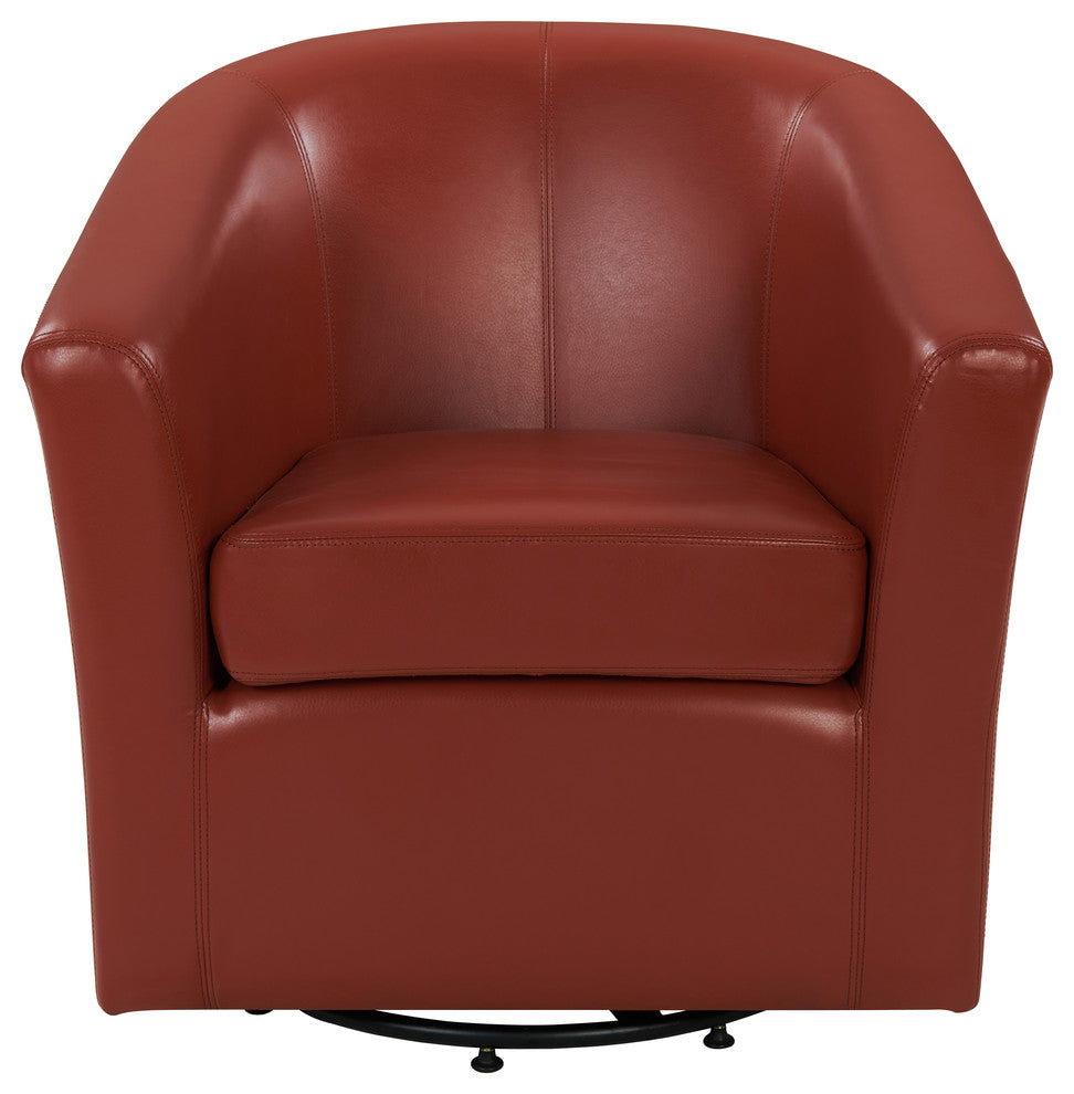 Hayden Swivel Accent Arm Chair, Pumpkin, Bonded Leather