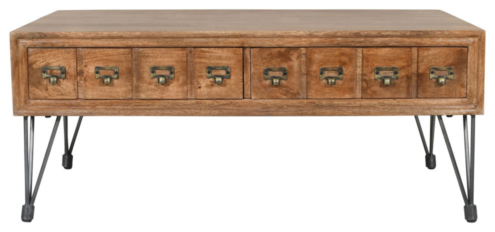 American Vintage Coffee Table with Apothecary Drawers