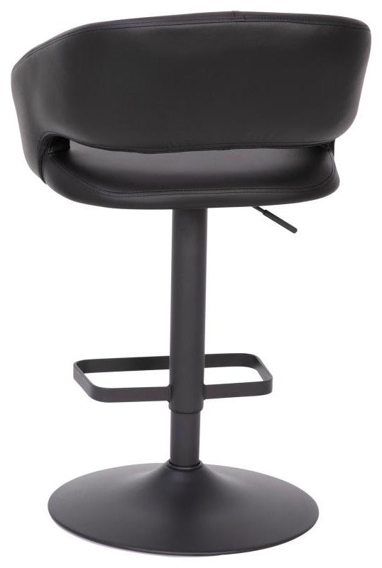 Erik Contemporary Vinyl Adjustable Height Barstool with Rounded Mid-Back, Black