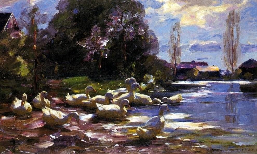 Alexander Koester Twelve Ducks Setting Out, 18"x27" Wall Decal