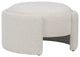 Shawn Boucle Round Ottoman With Round Half-Bezel Foot, Off-White
