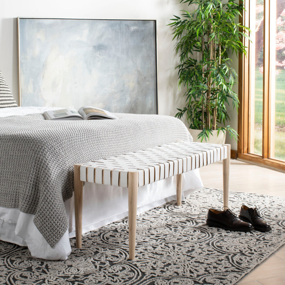 Safavieh Amalia Leather Weave Bench