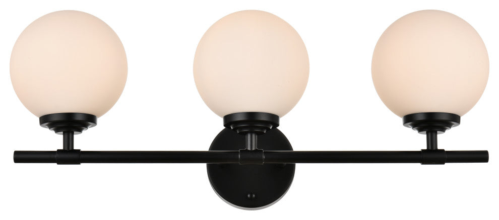 3 Light Black And Frosted White Bath Sconce