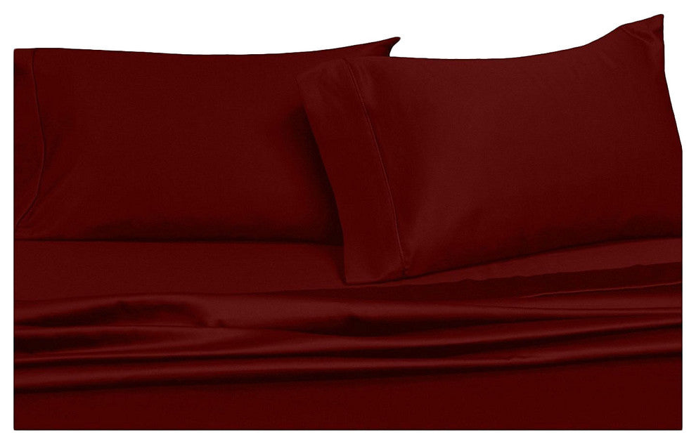 Attached Soft Microfiber Waterbed Sheet Set, Burgundy, Single