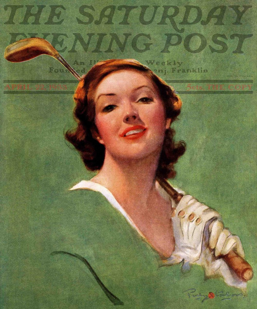 "Portrait of Lady Golfer" Painting Print on Canvas by Penrhyn Stanlaws