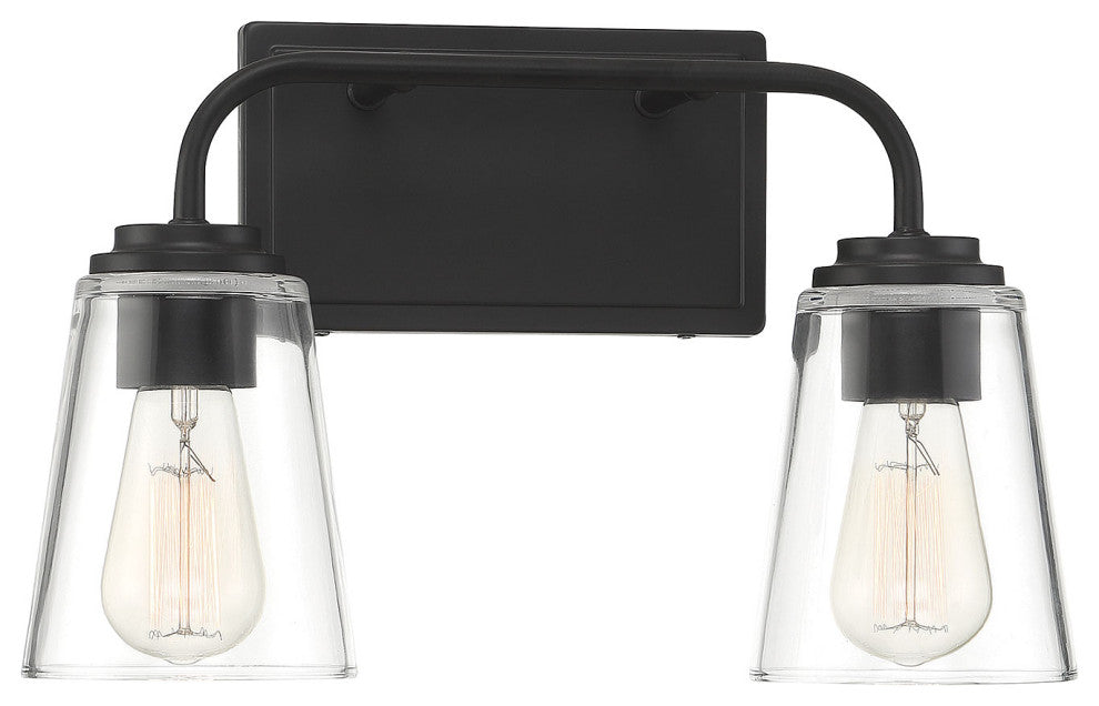 2-Light Bathroom Vanity Light, Matte Black