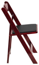 2 Pack HERCULES Series Mahogany Wood Folding Chair with Vinyl Padded Seat