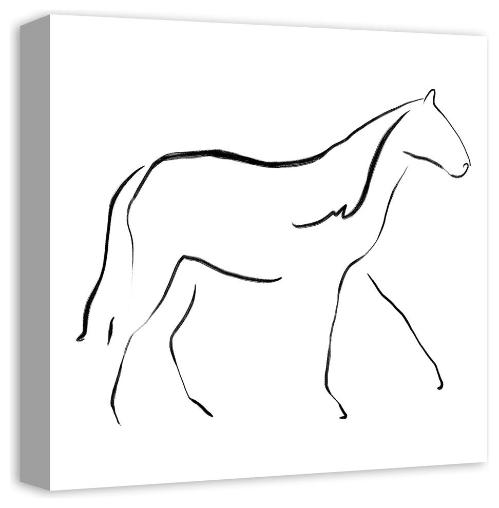 Simple Horse Sketch 16x16 Canvas Wall Art