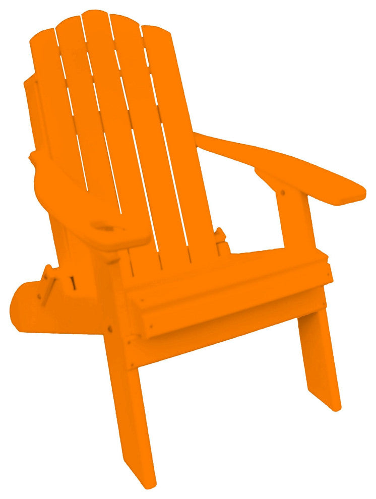 Poly Lumber Country Classic Adirondack Chair With Cup Holder, Tangerine, Without Smart Phone Holder
