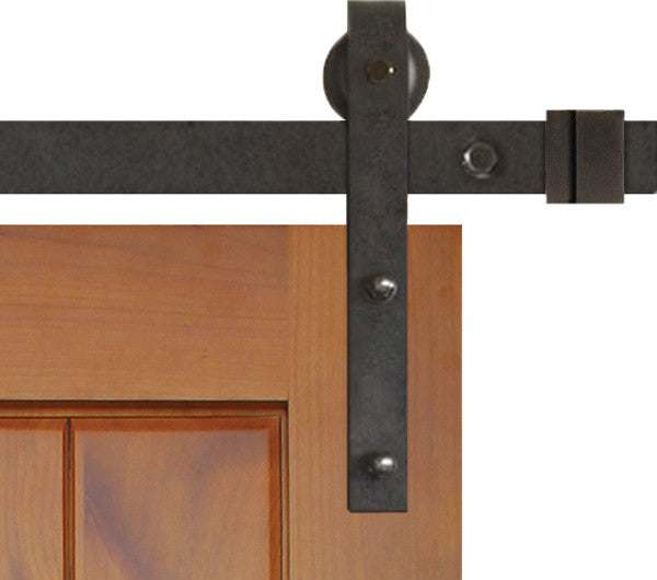 Prefinished Interior Knotty Alder 2 Panel V-Groove Barn Door, Bronze