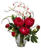 Peony and Orchid Silk Flower Arrangement, Red