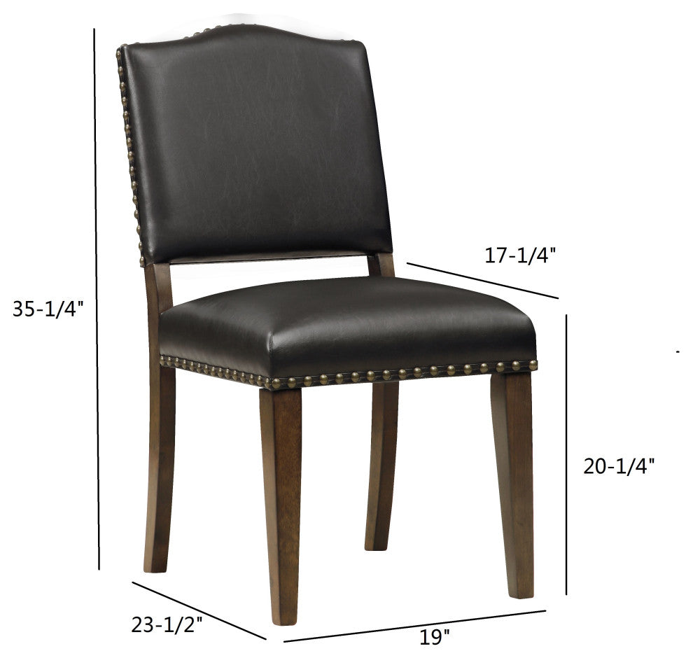 Denver Brown Faux Leather Dining Chair With Nail Heads Set of 2