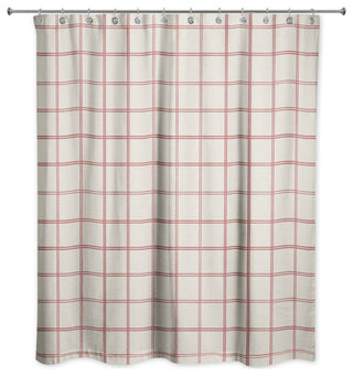 Cream and Red Check 71x74 Shower Curtain