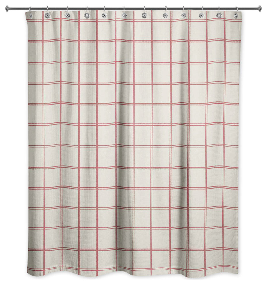 Cream and Red Check 71x74 Shower Curtain