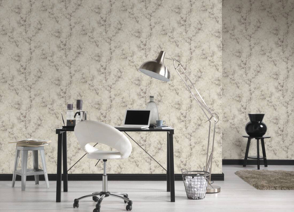 Sample, Floral Textured Wallpaper Featuring Tree Branches And Leaves, 374202