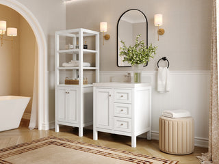 Nashville 30" Single Sink Bath Vanity, White 1.5" White Quartz