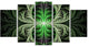 Fabulous Green Fractal Texture, Contemporary Canvas Art Print, 60"x32", 5 Panels