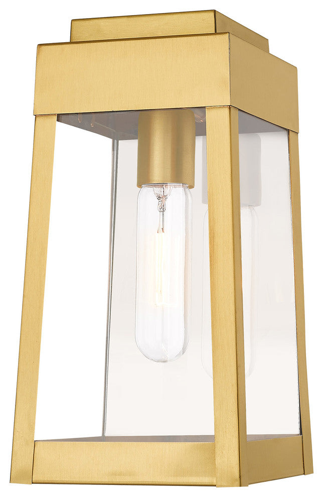 Livex Lighting Satin Brass 1-Light Outdoor Wall Lantern