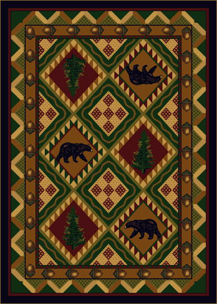 Quilted Forest, Green, 5'x8'