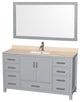 Wyndham WCS141460SGYIVUNSM58 60 inch Vanity in Gray with Ivory Marble and Square