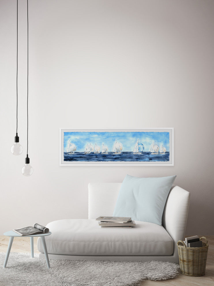 "Gone Sailing" Framed Painting Print, 45x15