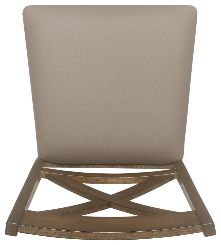 Bouman Farmhouse Upholstered Wood Counter Stools (Set of 2), Antique Brown