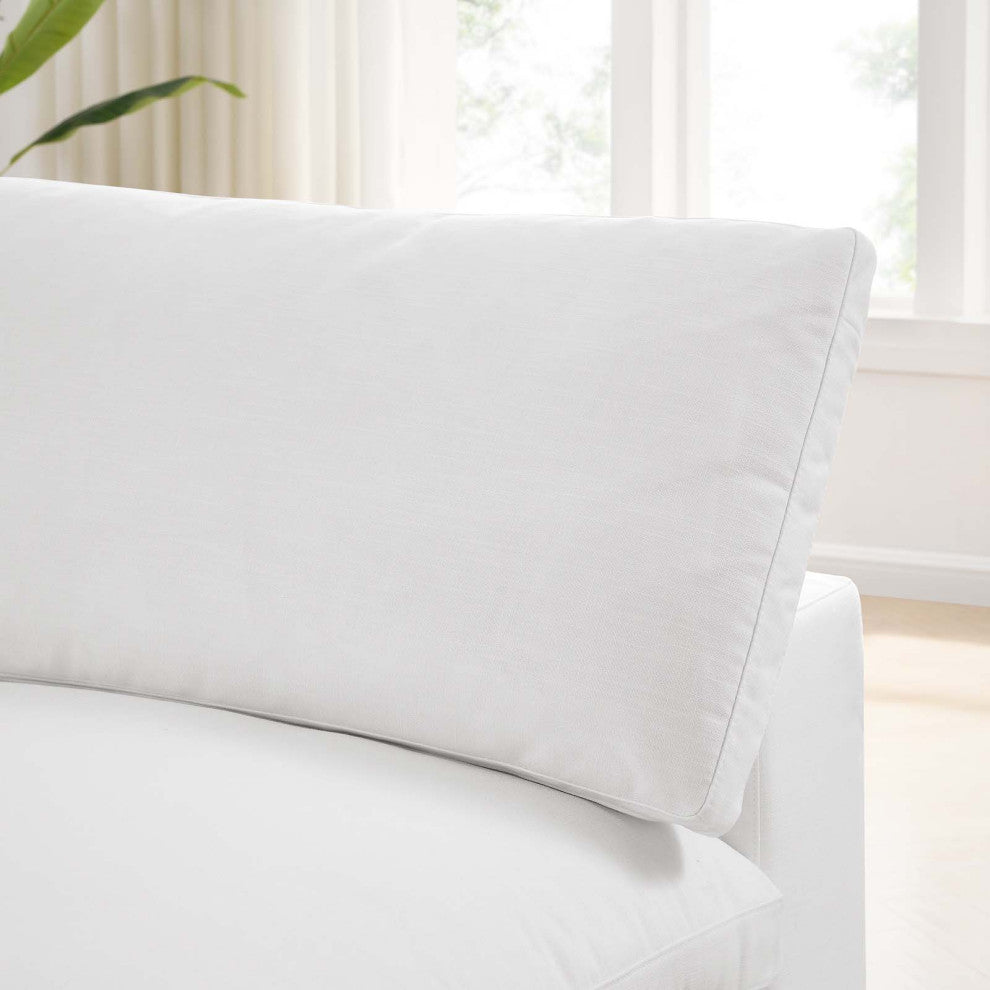 Commix Down Filled Overstuffed Armless Chair, Pure White