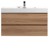 Bliss 36'' Wall Mount Modern Bathroom Vanity Vulcan Ash Grey, Honey Oak