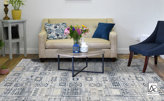 Haleena Inca Navy/Gold Polyester Blend Area Rug, 2'x3'