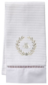 Waffle Guest Towel, Napoleon Bee Wreath, Beige