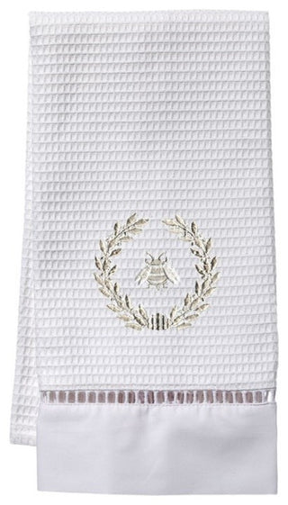 Waffle Guest Towel, Napoleon Bee Wreath, Beige