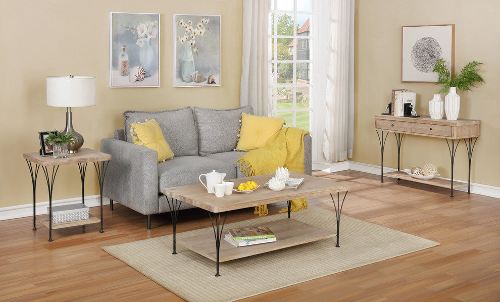 Thetford 21" Weathered Natural Wood and Metal End Table