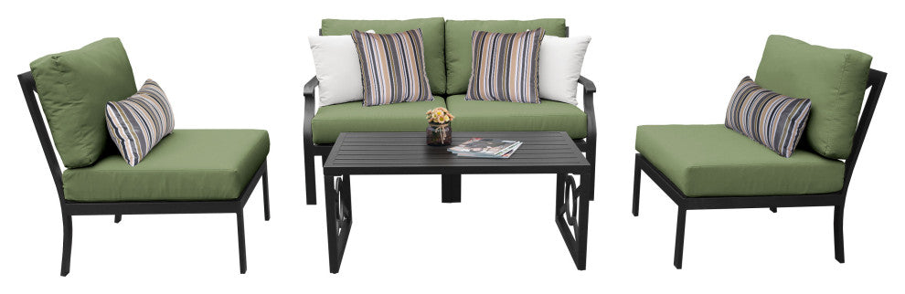 kathy ireland Madison Ave. 5 Piece Aluminum Patio Furniture Set 05d, Forest