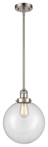 X-Large Beacon 1-Light Mini Pendant, Brushed Satin Nickel, Clear